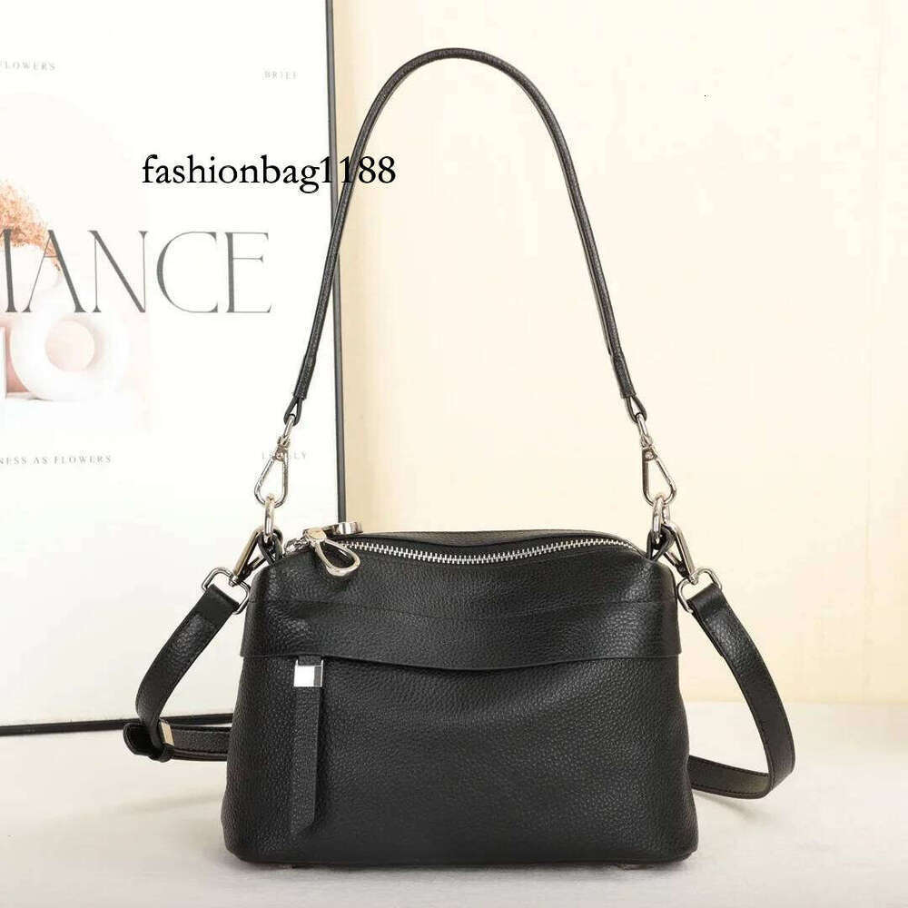 Head Layer Cowhide Leather Women's Shoulder Crossbody Large Capacity Multi Compartment Handbag Casual Practical Armpit Bag