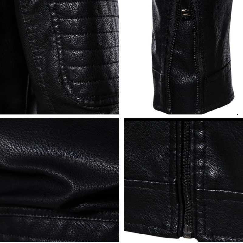 Mens Premium PU Leather Jacket Black Business Casual Slim Fit Biker Style Lightweight WaterproofT251029