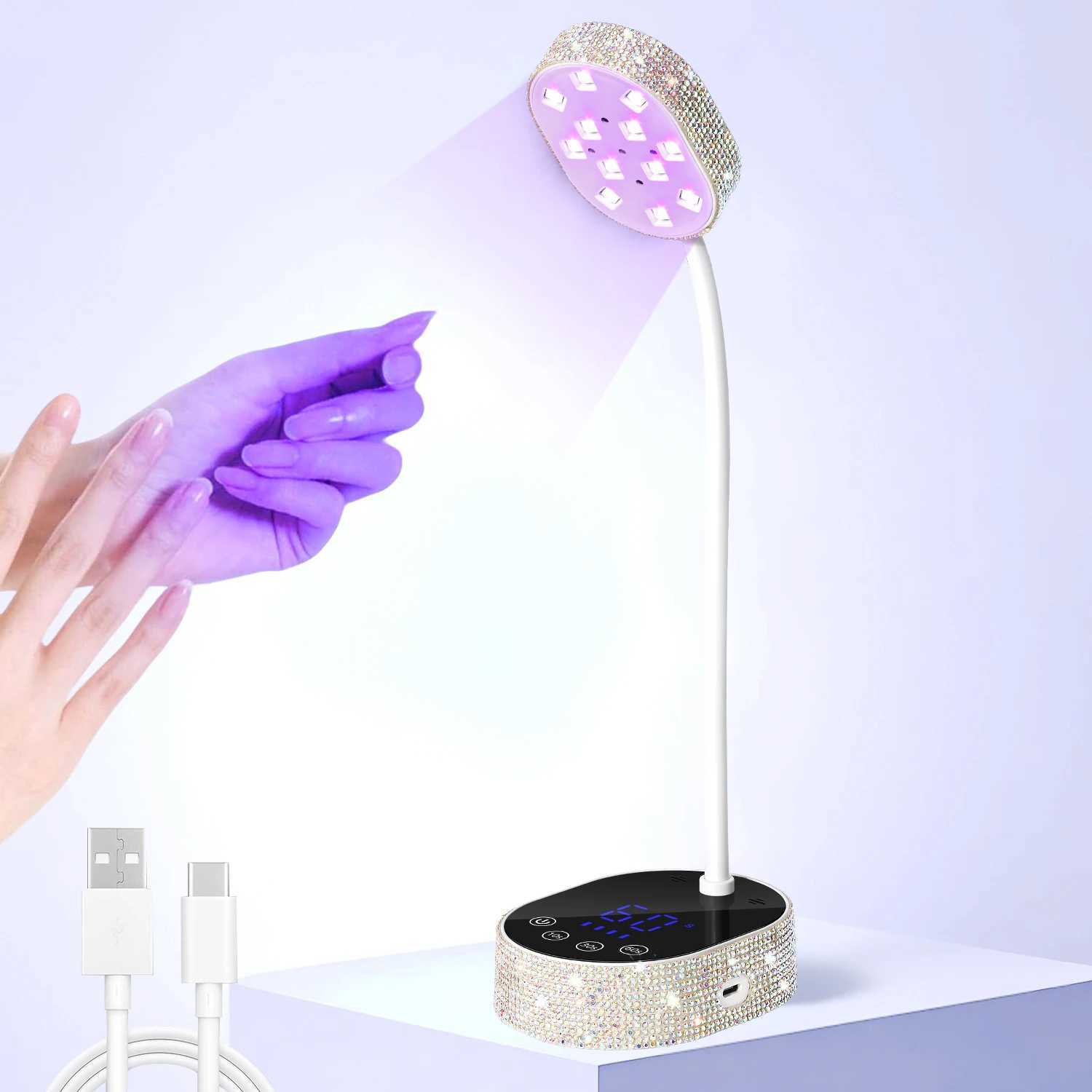 Wireless UV LED Nail Lamp 36W Rechargeable Mini Gel Dryer with Auto Sensor Timer and 360 Rotating Neck for Manicure on the Go J251115