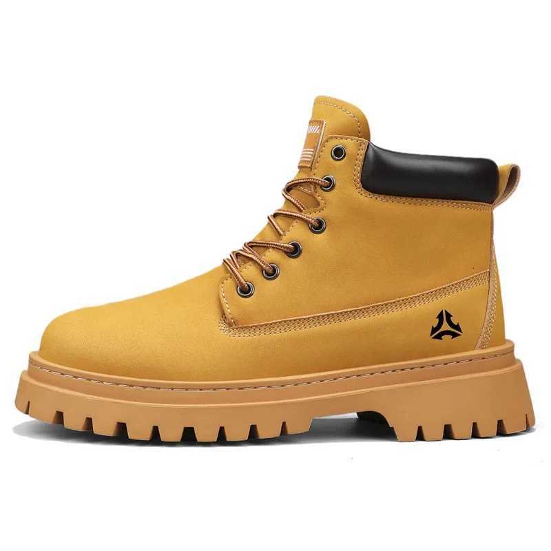 Boots Men High Top Boots Mens Leather Shoes Winter Fashion Plush Warm Shoes Outdoor Sneakers Lace Up NonSlip Ankle Boots Male Z251029