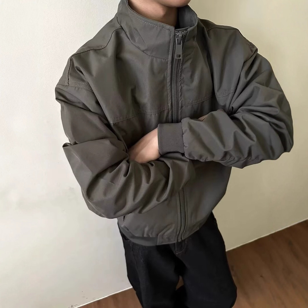 American Style Jacket Stand Collar Designer Jacket Windbreaker Men Autumn Winter Solid Color Casual Loose Versatile Zipper Workwear Flight Jacket