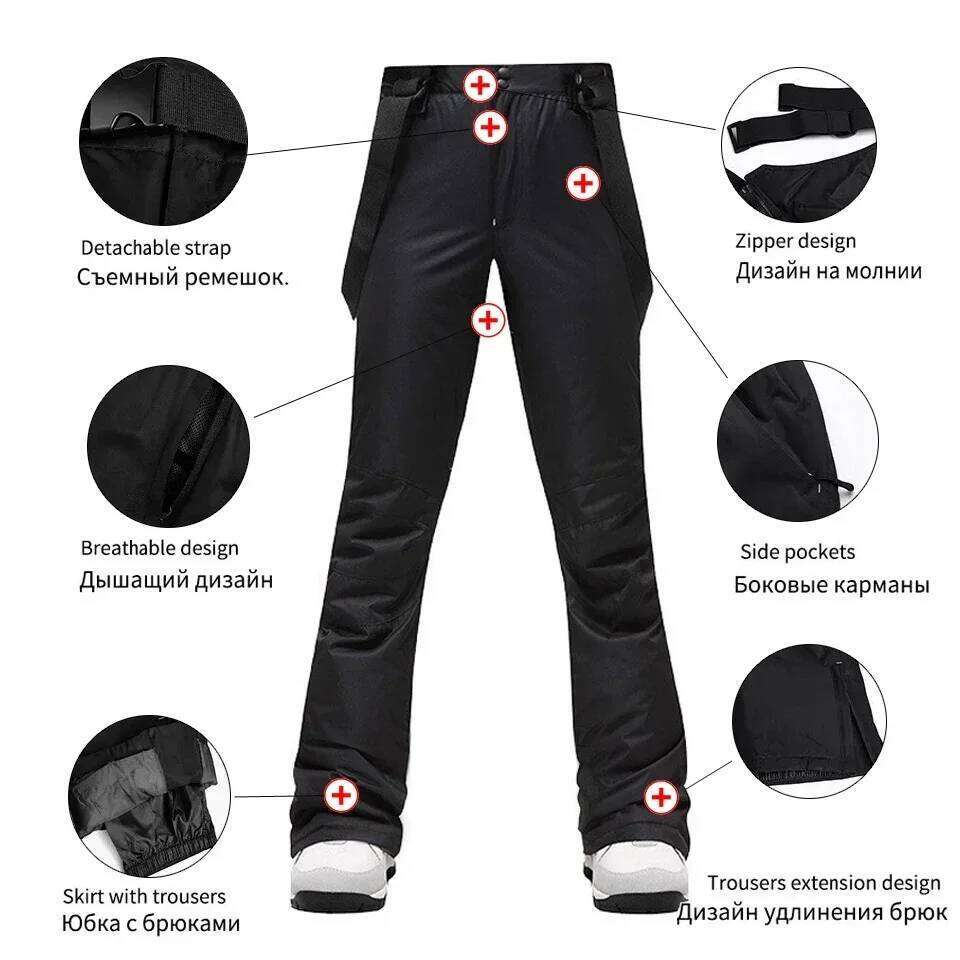 Winter Suit Warm Fleece Ski Jackets And Strap Pants Windproof Waterproof Snowboard Jacket Women Outdoor Hiking Camping Sport