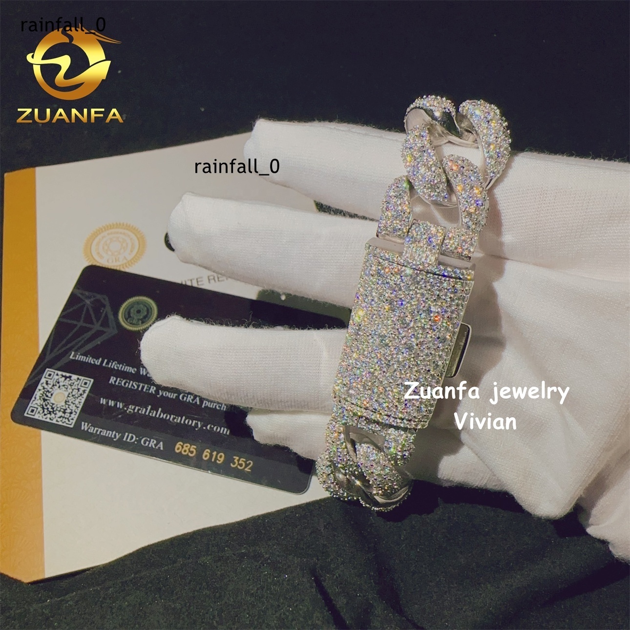 GRA Certificated 18mm Vvs Moissanite Hip Hop Jewelry Iced Out Silver 925 Diamond Cuban Bracelet Cuban Link Chain