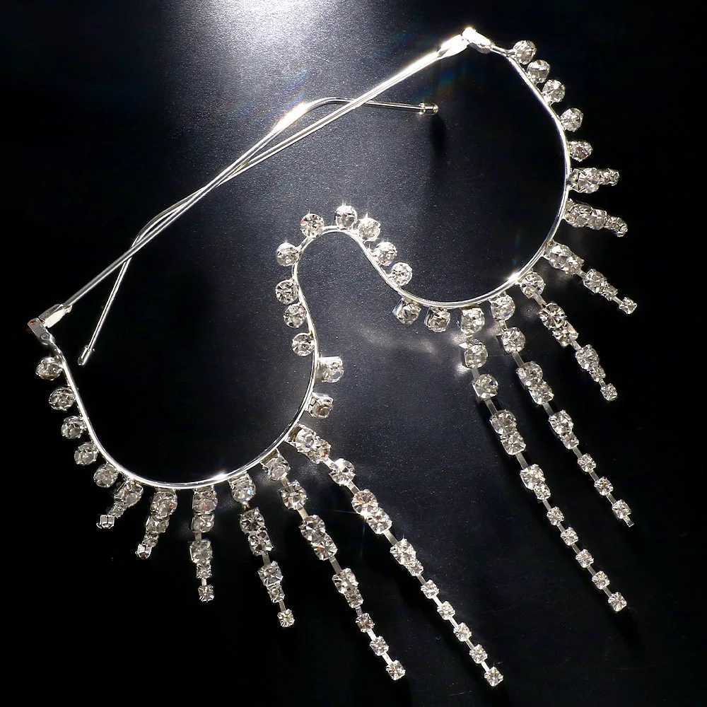 Stonefans Big Crystal Tassel Glasses Frame for Women Luxury Retro Sunglasses Boho Without Lens Accessories Eyes Glasses JewelryW251029