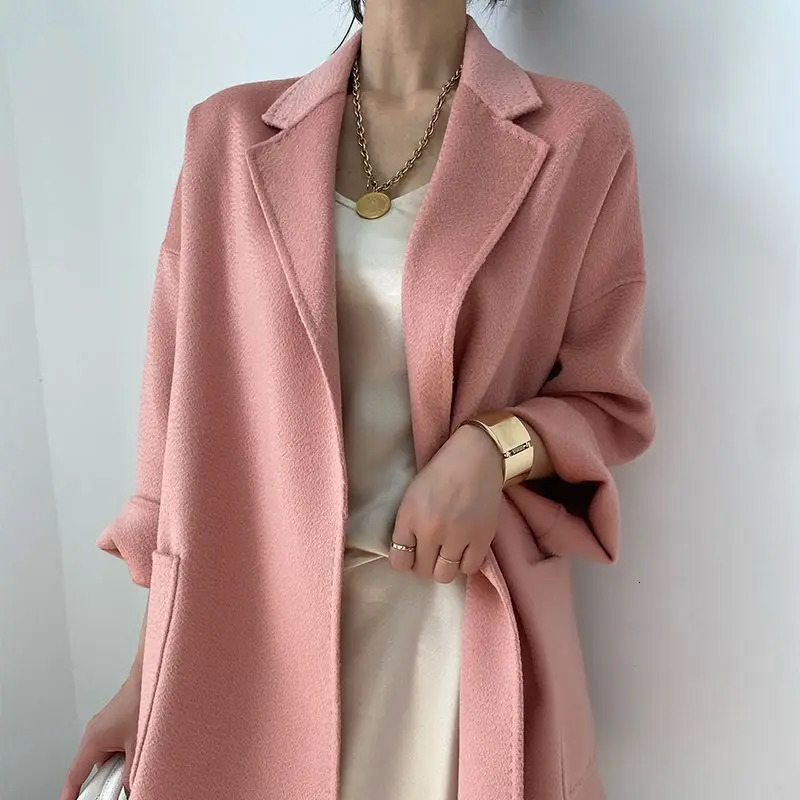 Women Cashmere Coat Double Side Wool Overcoat Slim And Thin Fashion Winter Long Cashmere Outerwea H927 251029