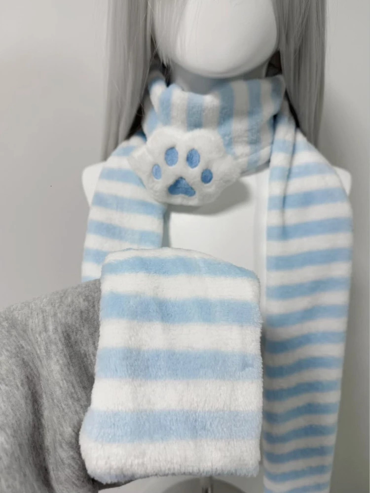 Original Homemade Massproduced Watercolor Pink Cute Cat Paw Japanese Striped Twodimensional Scarf Women 251029