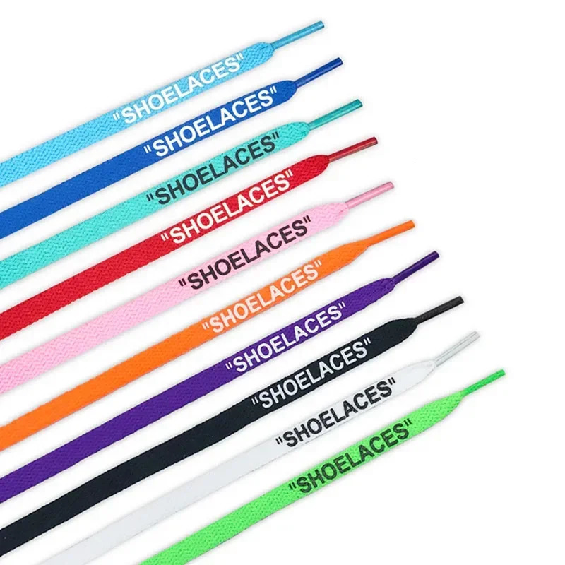 475563 Printing Shoe Laces Silicone Printed Shoelace 8MM Flat Boot Laces Off Print White Shoe Laces for Sneakers 1 Pair 251029