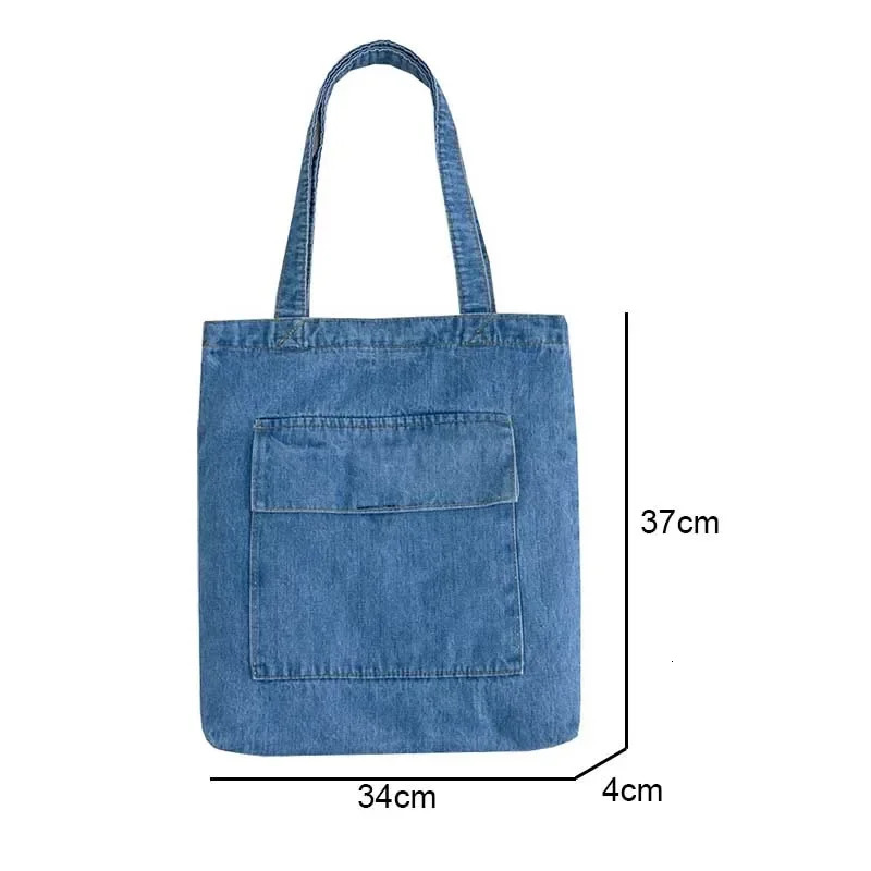 Large Capacity Women Shoulder Bags Wild Casual Handbag Street Canvas Denim Shoulder Bag Solid Color Zipper Shopping Bag 251029