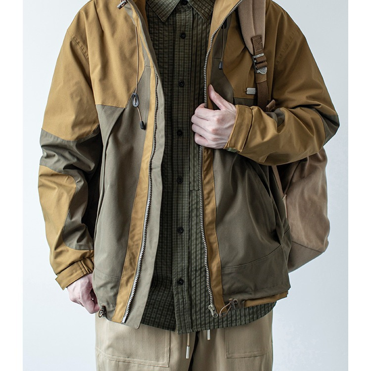 Trendy Brand Patchwork Jacket Men's Autumn Winter Casual Hooded Designer Jacket Loose Versatile Windbreaker Jacket