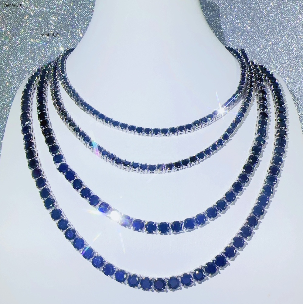 Custom Moissanite Jewellery Black Diamond Silver 925 Necklace VVS Diamond Chain Hip Hop Iced Out Jewelry Fashion Tennis Chain