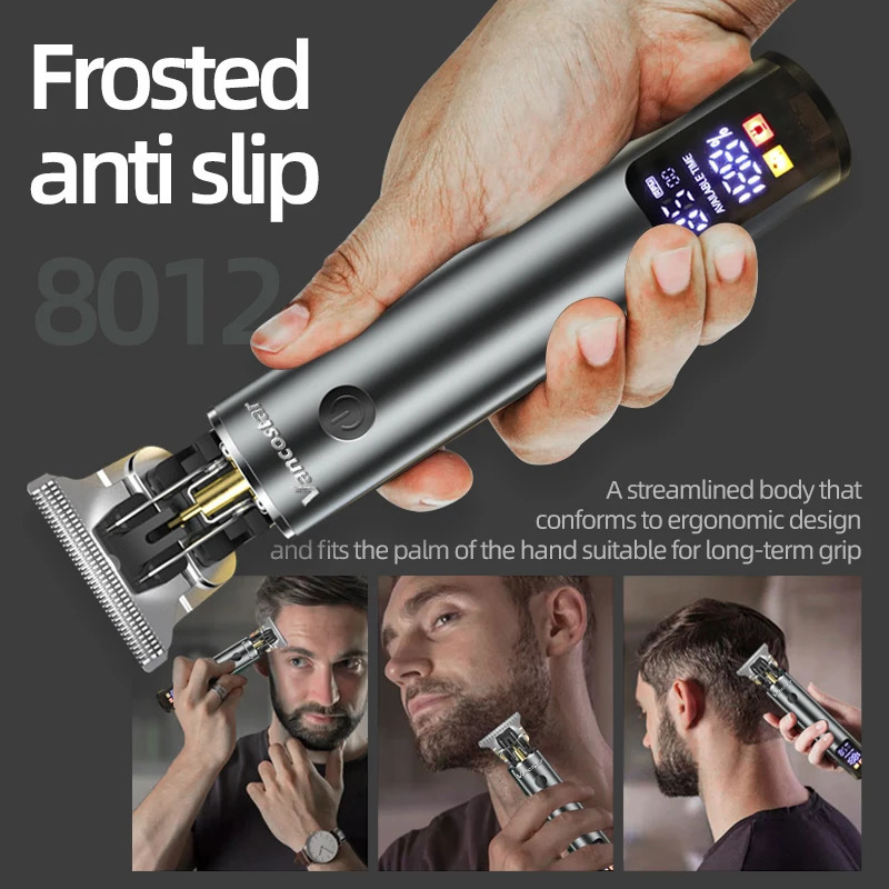 Rechargeable Hair Clipper Electric Hair Cut Machine LCD Metal Hair Trimmer Beard Trimmer for Men Professional Barber Clippers 251029