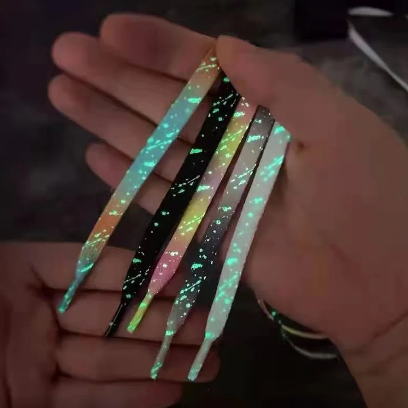 1 Pair Luminous Shoe Laces Glowing Fluorescent Shoelaces For Sneakers Flat Lace Shoes Boot Shoelace Splash ink Shoestrings 251029