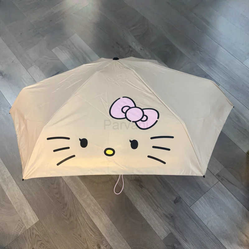 Sanrio TBH Sanrio Hello Kitty Umbrella Leopard Print All Weather Sun Portable Umbrella Anime Cartoon Kawaii Cute Girl Birthday Gift L251029