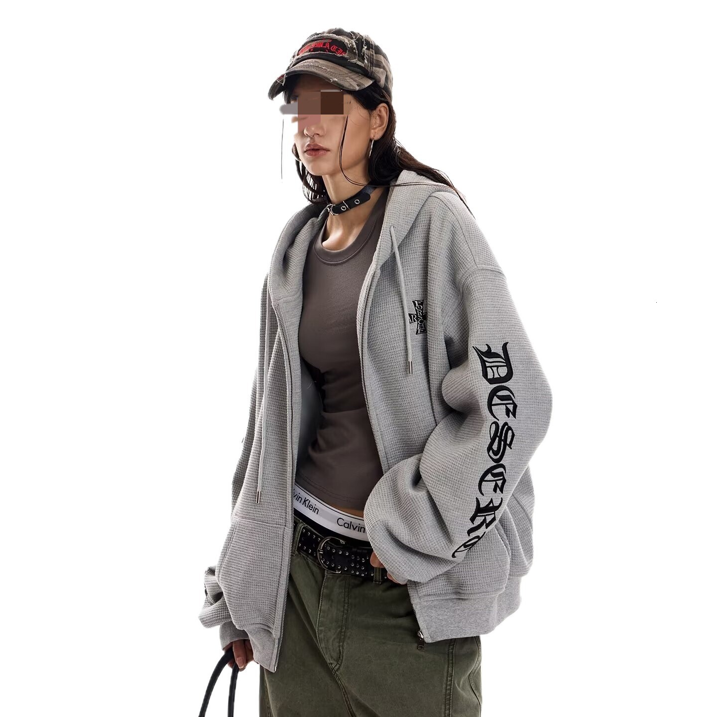 American designer fashion brand INS hooded cardigan wool sweater for men and women, new loose zipper waffle casual jacket for youth