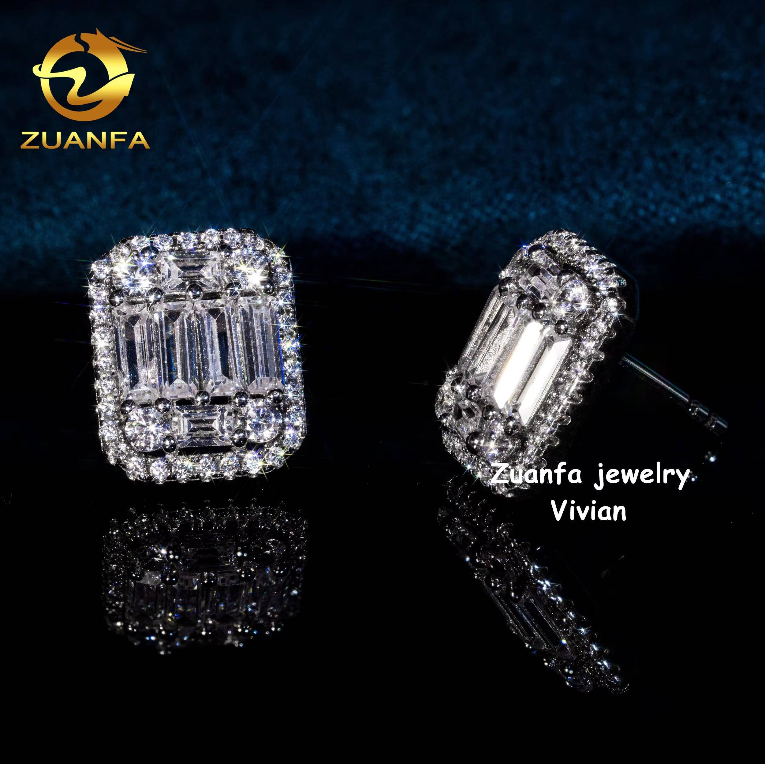 VVS Moissanite Diamond Fashion Iced Out Luxury Hip Hop Fine Jewelry Sterling Silver 925 Flower Earrings for Men