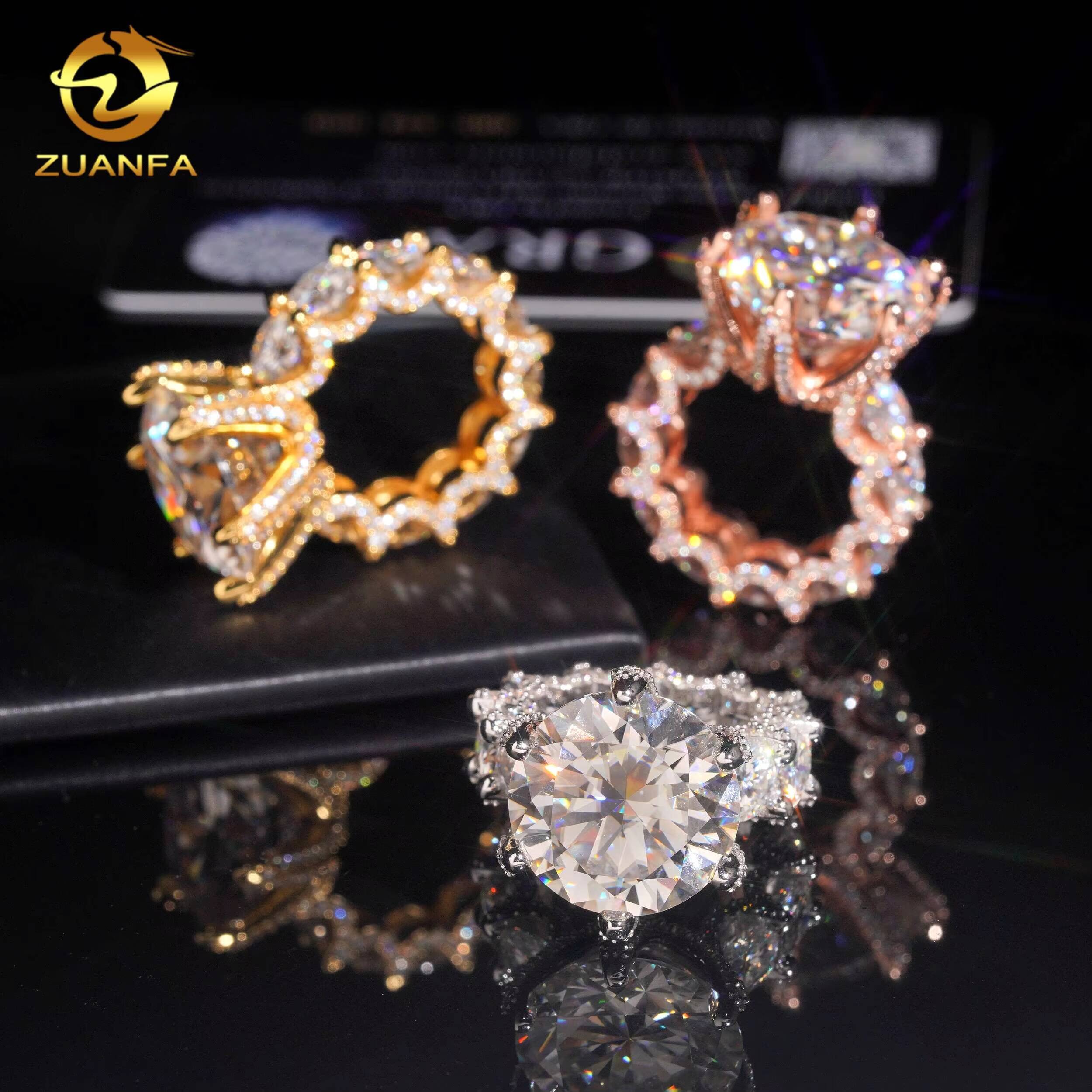 Luxury Big Size 20carat Brilliant Cut Moissanite Pass Diamond Test 925 Sterling Silver Gold Plated Wedding Engagement Ring