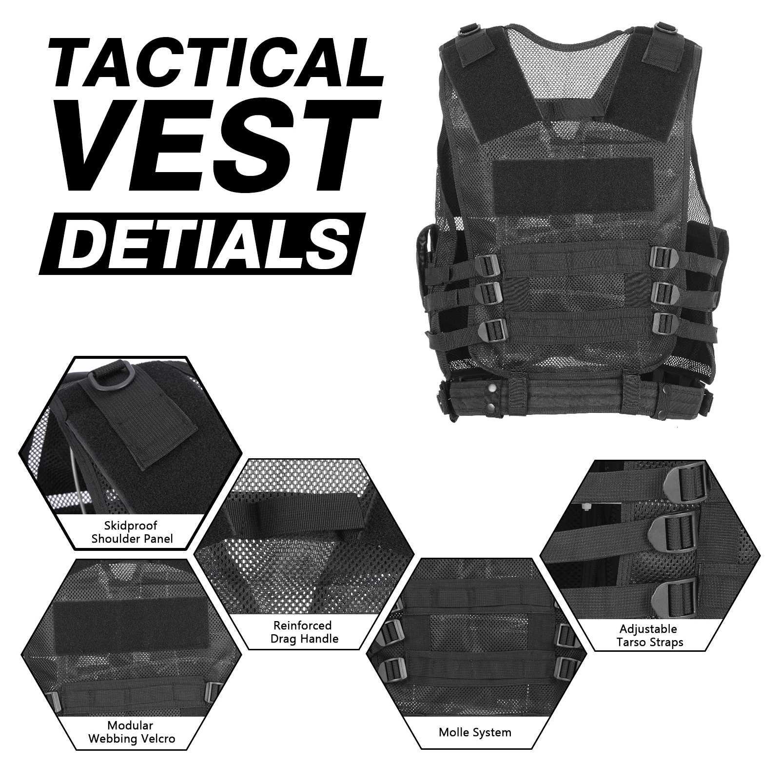 Outdoor Camping Tactical Vest MultiPockets Breathable Combat Vest Outdoor Military Airsoft Army Vest For Hunting Camping Hiking W251029