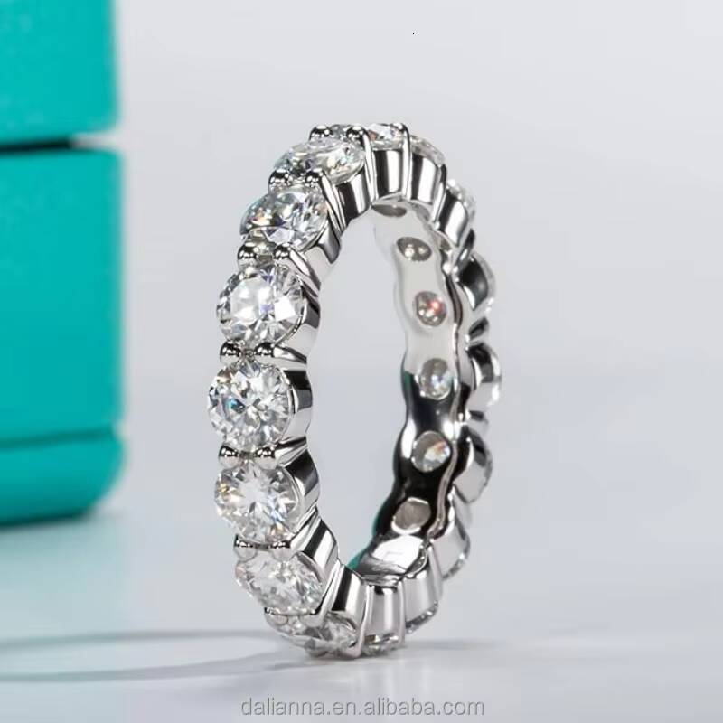 New Model Moissanite Eternity Ring Round Cut 5Ct D Color Lab Created Diamond Sterling Silver Wedding Band Ring for Women