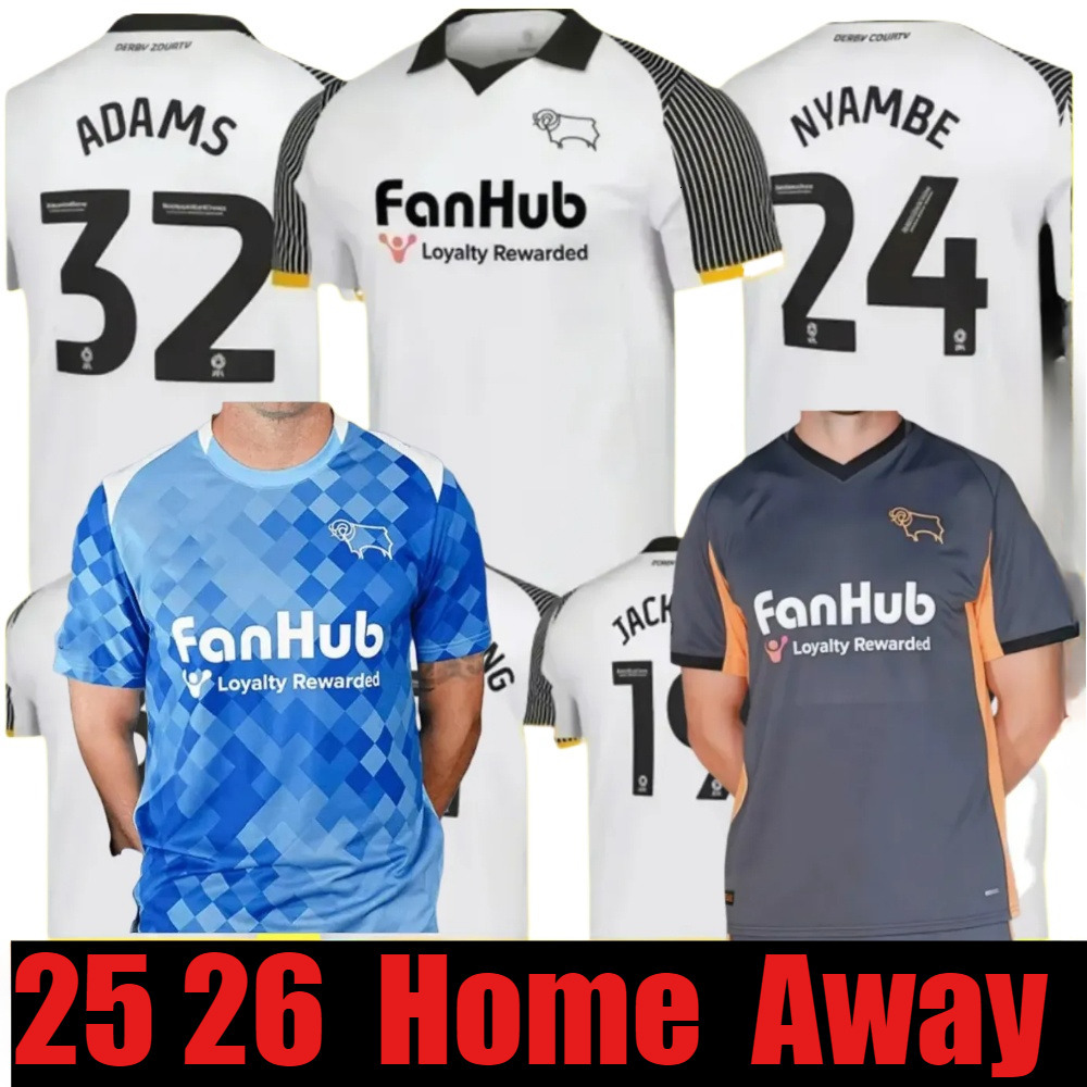 Derby County 25 26 Soccer Jerseys Home Away Third Football Shirt Jersey Kit COLLINS SIBLEY CASHIN NYAMBE NELSON ELDER FORNAH BARKHUIZEN