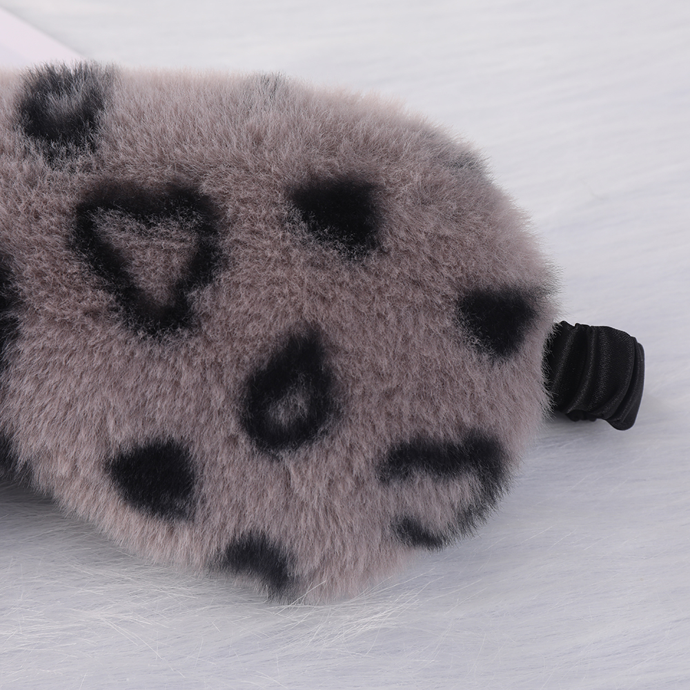 Furry eye mask, leopard print, heart-shaped, cute little rabbit fur, home blackout eye protection, cute cartoon sleep eye mask, various colors, in sto