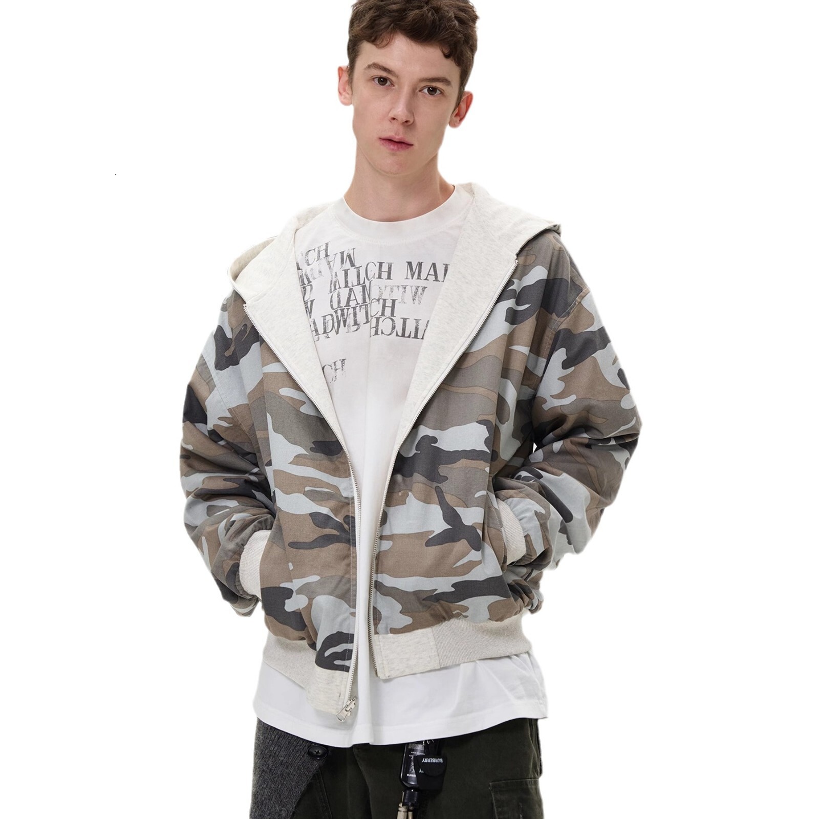 Streetwear American Style Designer Jacket Jacket Camouflage Reversible Cardigan Hooded Sweatshirt Men's Loose Casual Couple Jacket