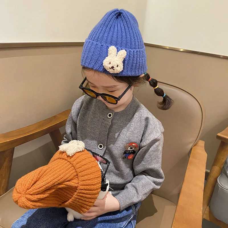 Cute Bear Baby Beanie Korean Bear Kids Knitted Hat 25year Boys Girls Winter Warm Crochet Bonnet Solid Color Woolen Skullies Cap251028
