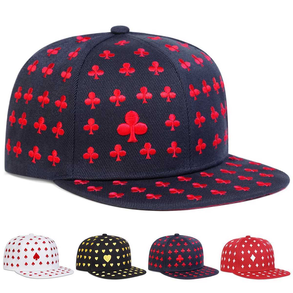 Unisex Poker Pattern Embroidery Hiphop Hats Spring Autumn Outdoor Adjustable Casual Baseball Caps Sunscreen HatW251029