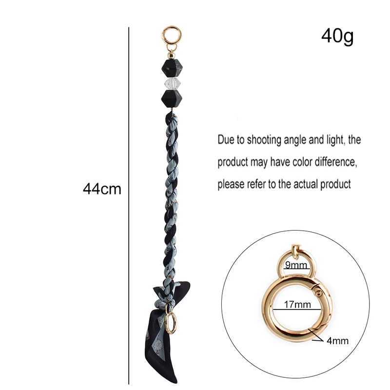 1PC 2144cm Bowknot Silk Scarf Strap Bag Short Extension Chain Braid Bag Mobile Phone Case Camera Beaded DIY Lanyard ChainW251029
