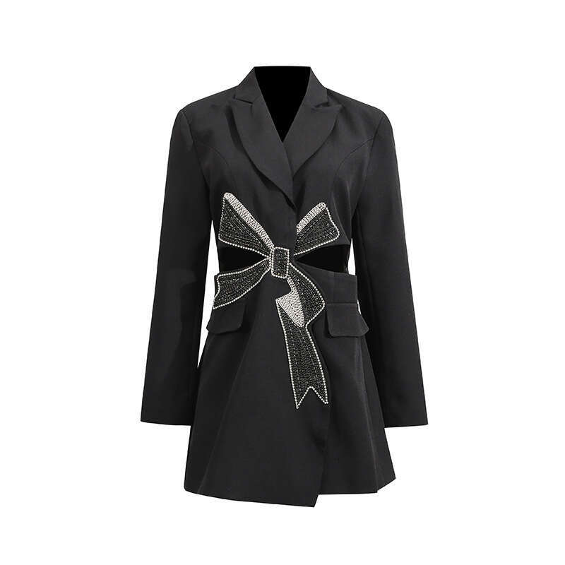 SuperAen Fashion Blazer Women's 2025 Summer New Elegant Diamond Bow Waist Design Blazer Women
