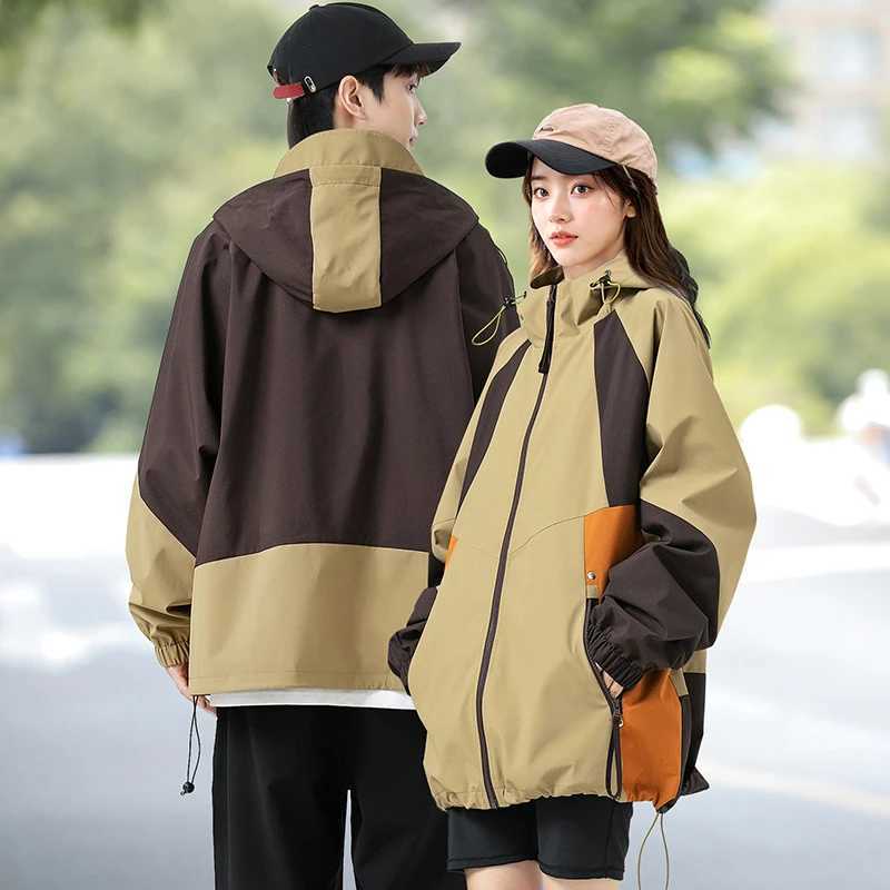 CHRLCK Unisex Waterproof Hiking Jacket Windproof Camping Windbreaker Hooded Men Fashion Splicing Fishing Trekking Coats Women J251029