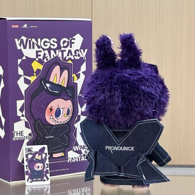 High Quality 38cm Big LABUBU PRONOUNCE WINGS of FANTASY Vinyl Plush Toy Creative Sunglasses Figure Cute Toys
