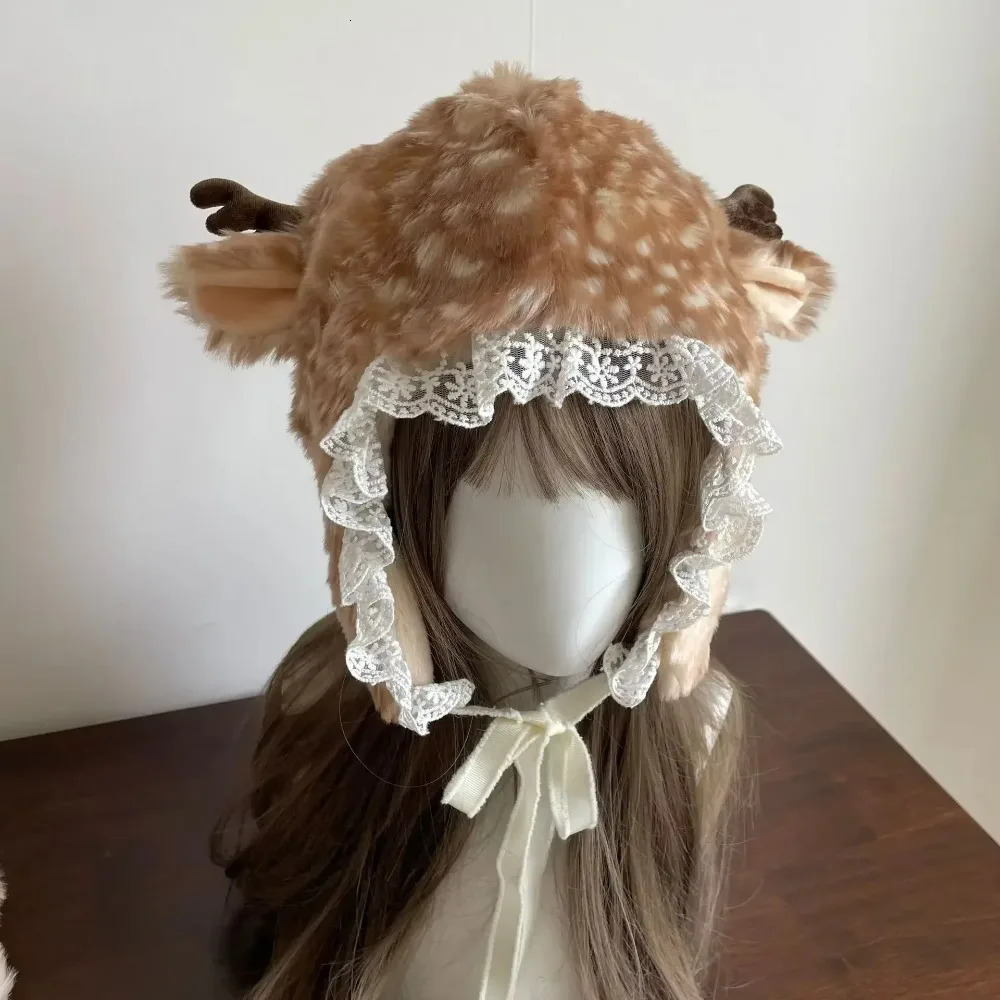 Faux Fur Plush Lace Winter Hat Performance Costume Leg Warmers Reindeer Furry Boots Socks Cover Cosplay Costume Thicken 251029