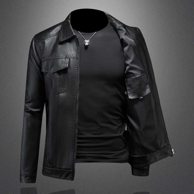 Highquality Mens Leather Jacket Fashion Casual Motorcycle Bike Leather Jackets Handsome Streetwear Waterproof Mens ClothingT251029