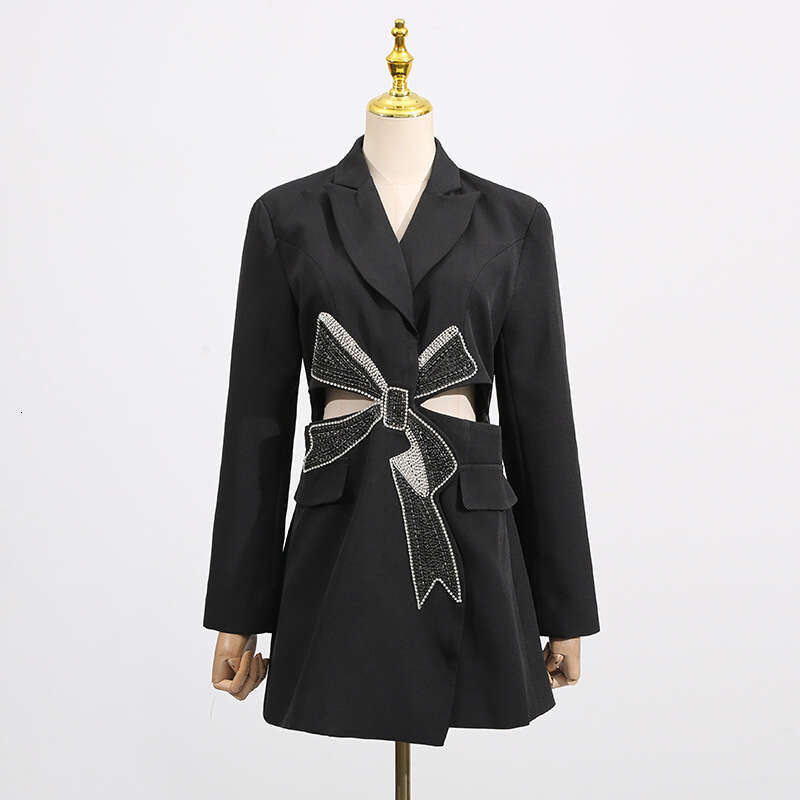 SuperAen Fashion Blazer Women's 2025 Summer New Elegant Diamond Bow Waist Design Blazer Women
