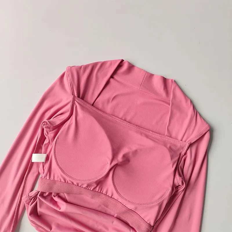 Womens Slim Fit Long Sleeve Yoga Top HighEnd Pilates Fitness Clothes Fixed Cup Autumn Winter Training TightXJ251029