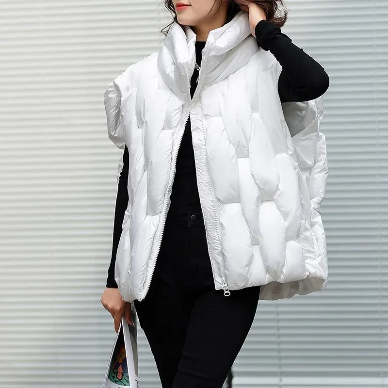 Women Thick Vest y ner Square Weave High Collar Warm Casual Oversized Puffer Bubble Sleeveless jacket 251027