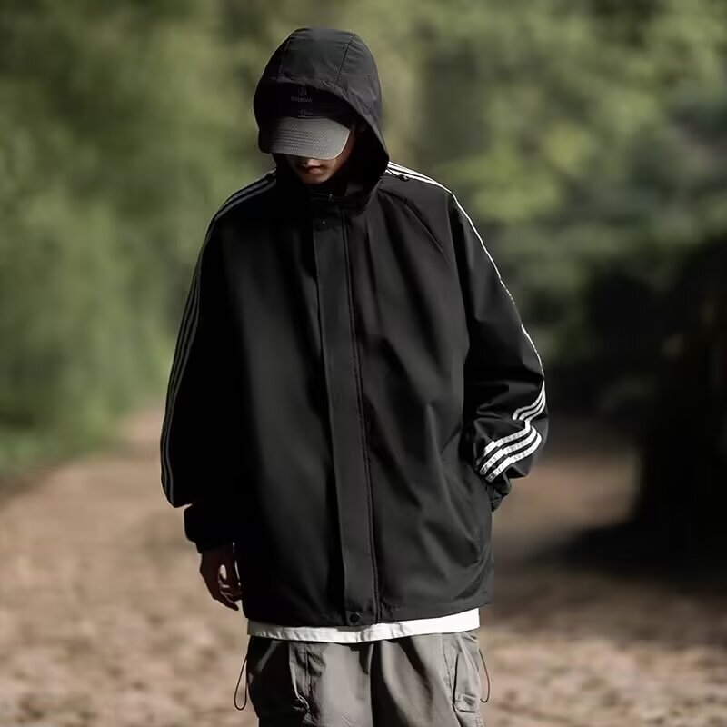 Three Designer Jacket Stripes Jacket Men's Trendy Versatile Sports Casual White Jacket Spring Autumn Thin Outerwear