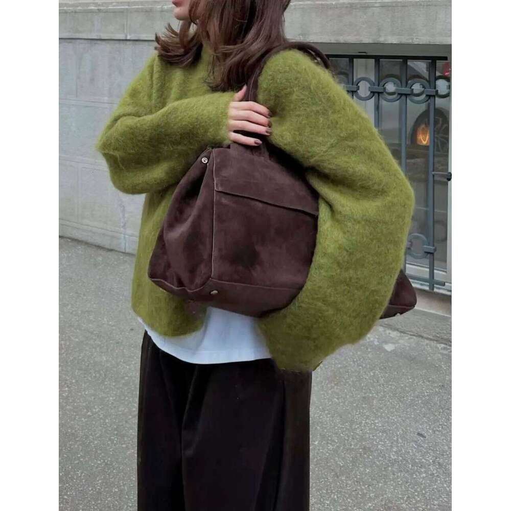 Hirsionsan O Neck Basic Sleeve Sweater Women 2025 Oversized Short Knitted Wool Pullover Female Casual Thick Warm Soft Tops Women Sweater Designer Swea