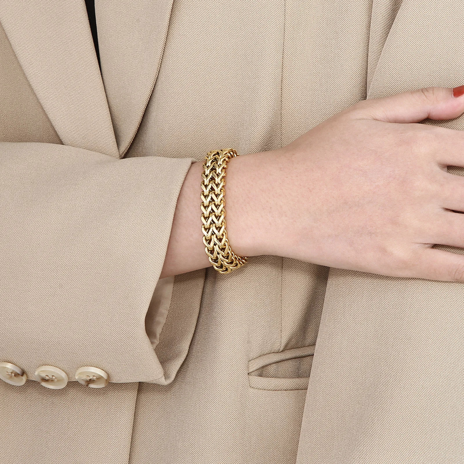 121830mm SML Polished Mesh Tennis Chain Bracelet Silver18K Gold Plated Color Stainless Steel 316L KB56410D 251028