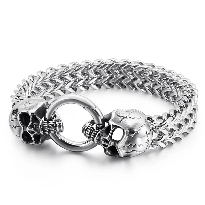 Punk MultiSize Bracelet Men Accessories Stainless Steel Skull Charm Bracelets Bangles Mens Bracelet Jewelry Men Pulseras Mujer 251028
