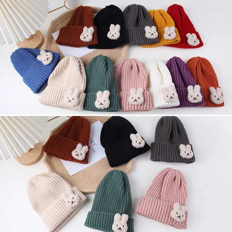 Cute Bear Baby Beanie Korean Bear Kids Knitted Hat 25year Boys Girls Winter Warm Crochet Bonnet Solid Color Woolen Skullies Cap251028