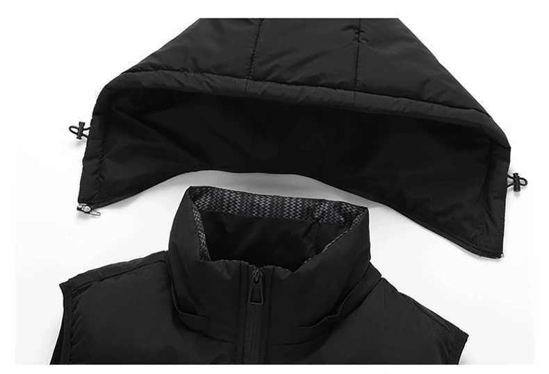 Winter Men Thicken Warm Sleeveless Vests Mens Autumn Detachable Hat Outwear Hooded Waistcoat Vest Jackets Mens Casual Vests Male W251029