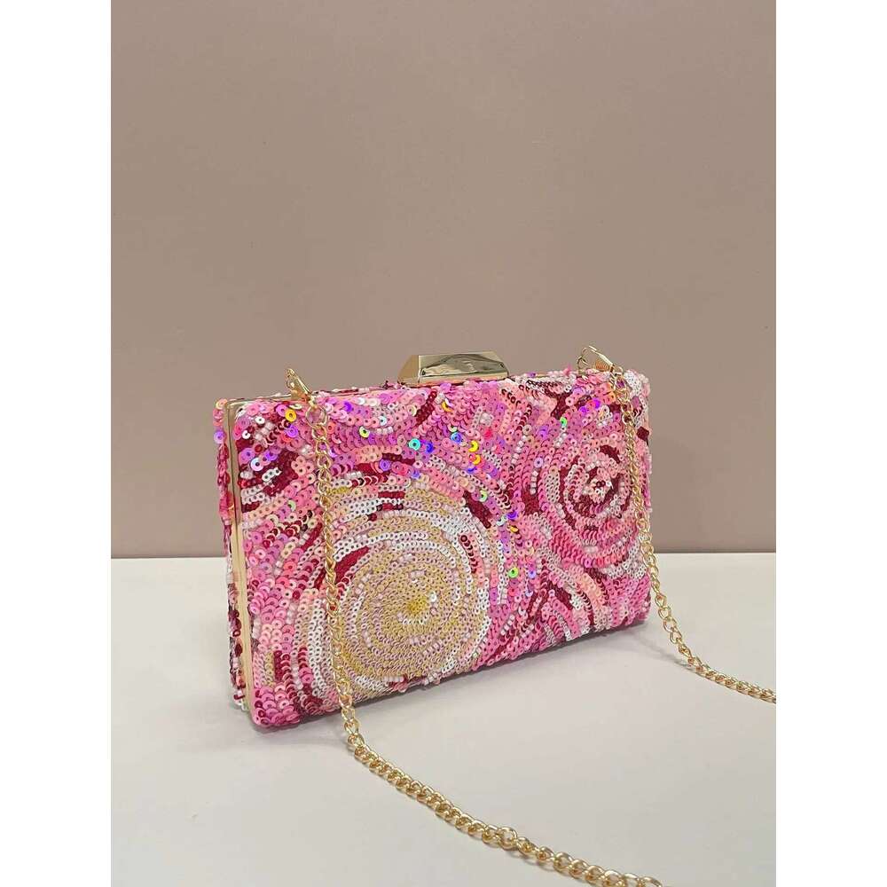 Designer Bags Pink Dinner Bag, Quiet Sequins Suitable For Party Girls, Women, Brides Luxury Bag