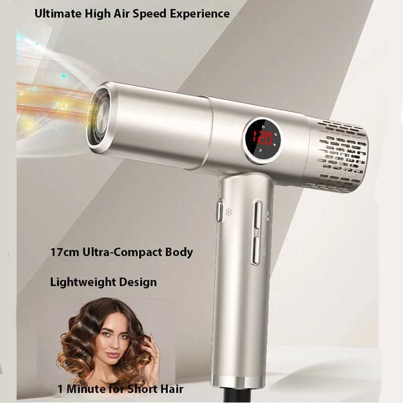 Highspeed hair dryer with LCD display 0000RPM negative ion Tshaped lightweight brushless motor quickdrying low noise W251029