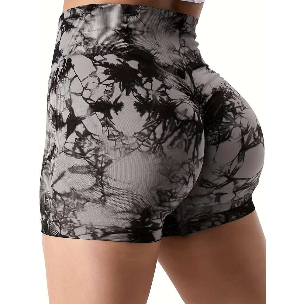 9pcs Tie Dye Workout Shorts for Women, Scrunch Butt Lifting High Waisted Yoga Gym Seamless Booty Biker Shorts, Women's Activewear