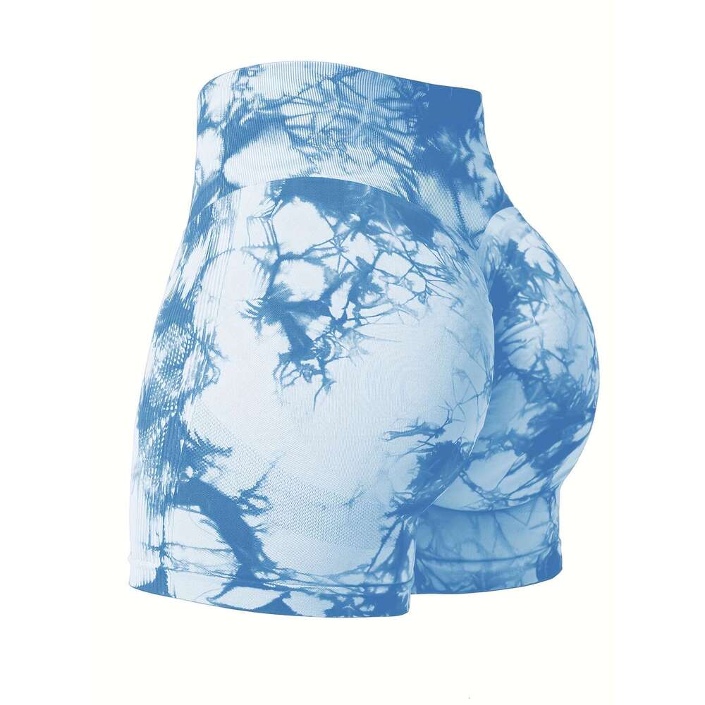 12 Pcs Tie-Dye Drawstring Hip Lifting High Waisted Yoga Fiess Seamless Buttless Biker Shorts, Women's Sportswear