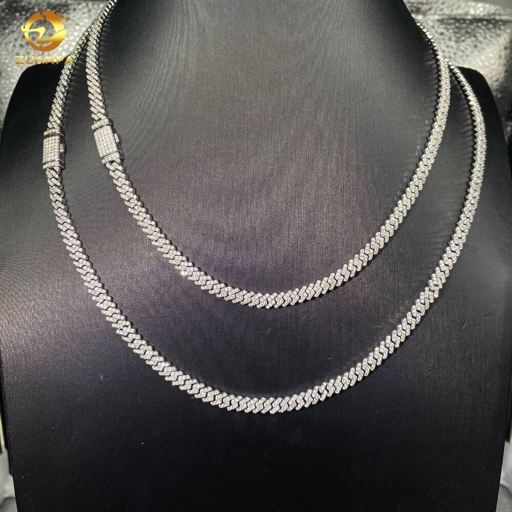 5mm 1Row Diamond Link Chain Hip Hop Jewelry VVS Moissanite 925 Sliver Iced Out Miami Cuban Chain Necklace Bracelet Certificate