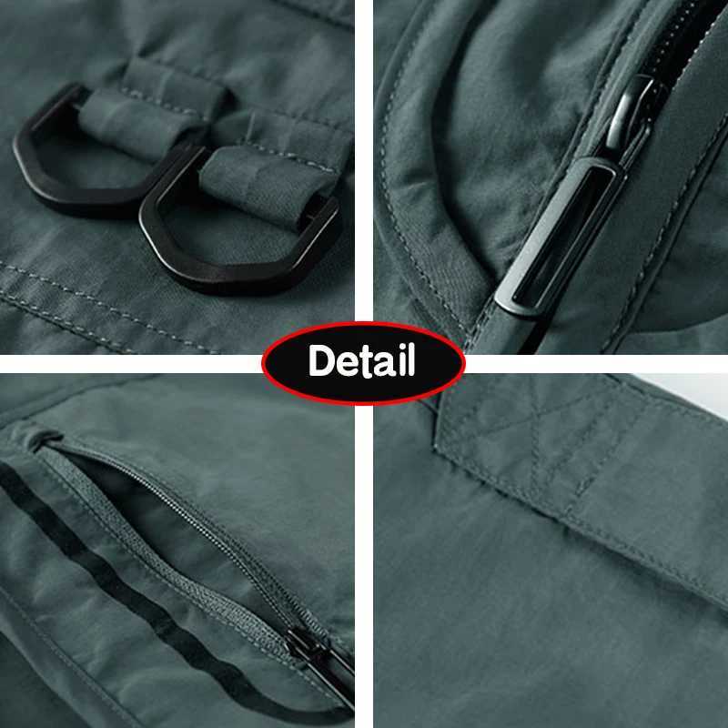 2024 Men Spring Sleeveless Many Pocket Stand Collar Vest Jackets Men Solid Color Outdoors Fishing Cargo Casual Vest Jackets Male W251029