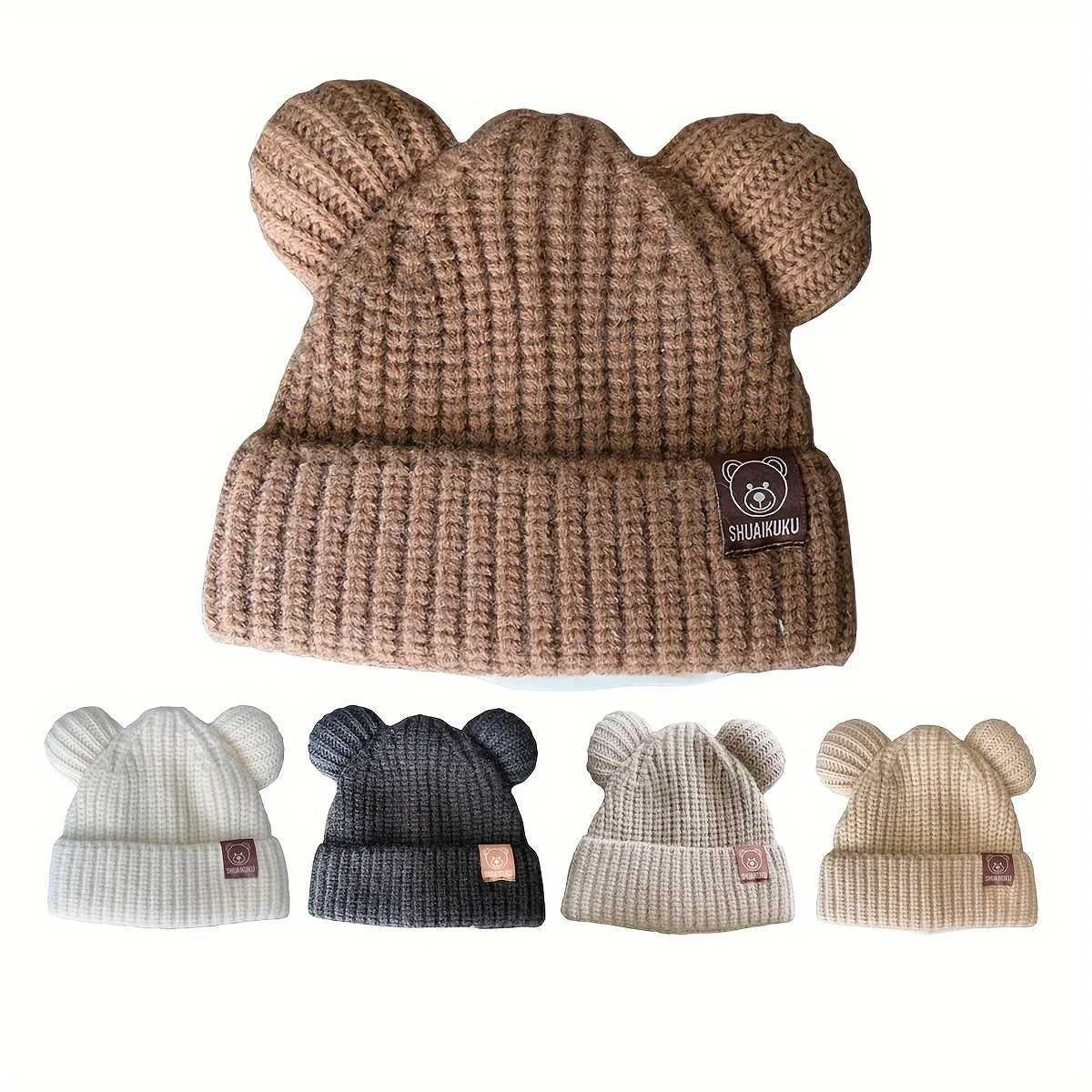Kids Winter Beanie Hat with Ears 80 Acrylic 20 Polyester Lightweight Knit Fabric Fitted Urban Theme Buckle Closure Gift251028