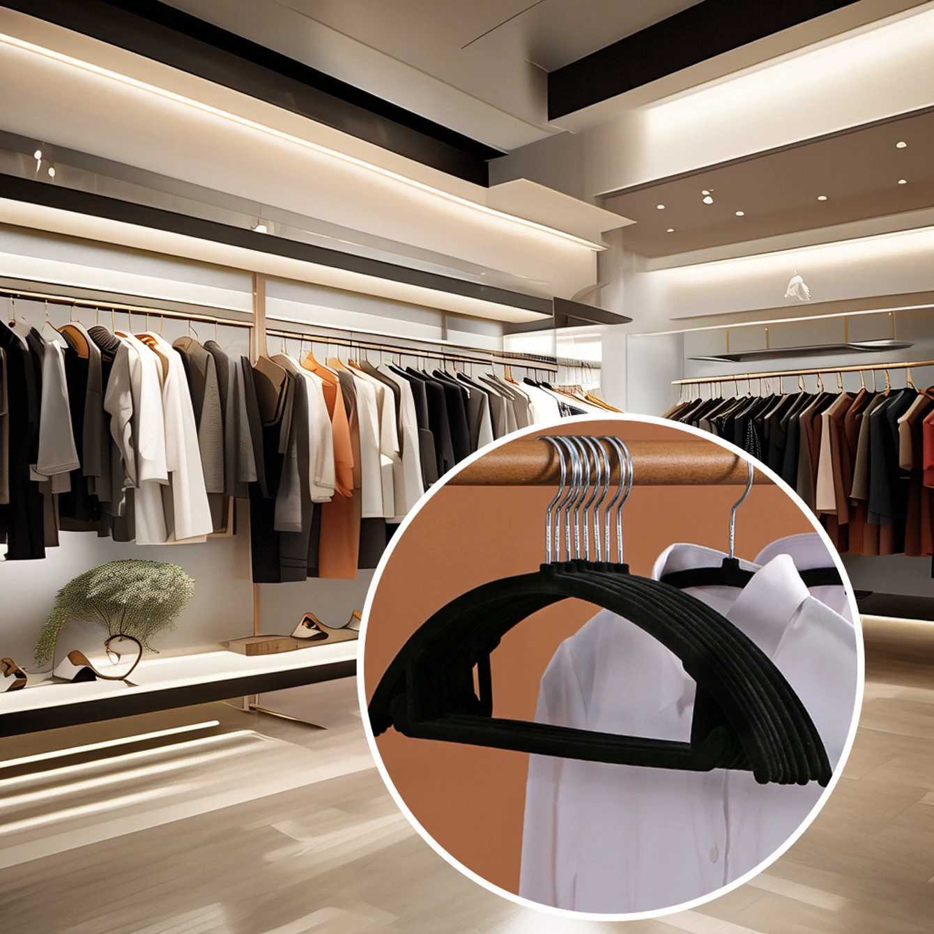 Home BlackBeigeGray Flocked Clothes Hanger Plastic Clothes Hanger for Wardrobe Organizer Sturdy and Durable SpaceSaving NonSlip NonFalling NonBulging 